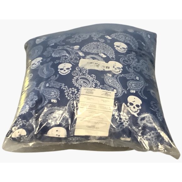 Decorative Throw Pillow Bandana Skulls Royal Blue White 14" x 14" - Picture 4 of 4